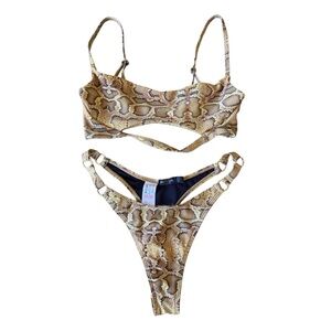 Nasty Gal Cutout Snakeskin Bikini Set